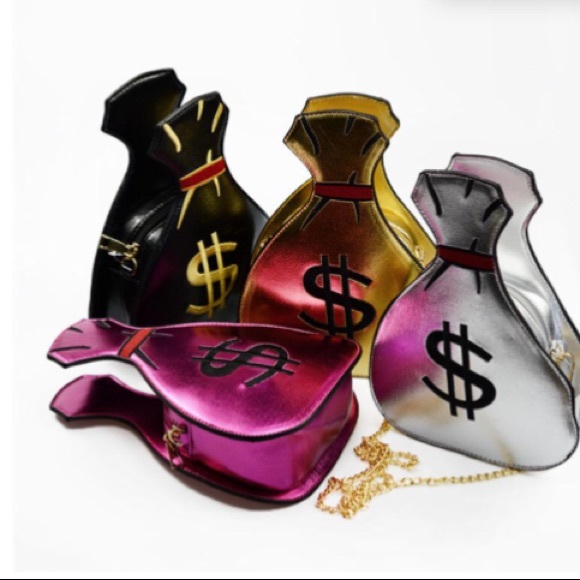 Handbags - Black & Yellow Money bag hand bag